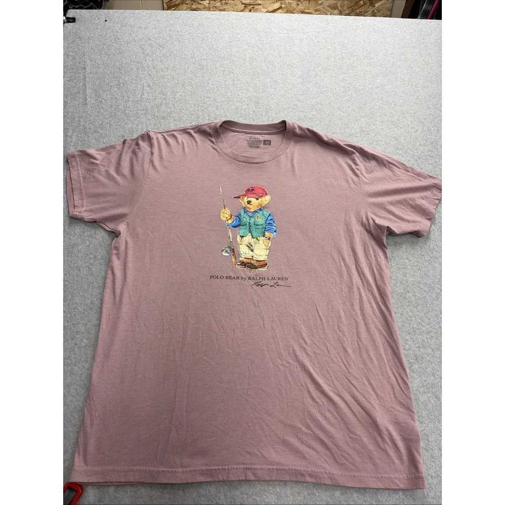 Polo Ralph Lauren Fishing Bear Short Sleeve T-Shirt in Purple Men's Size XL